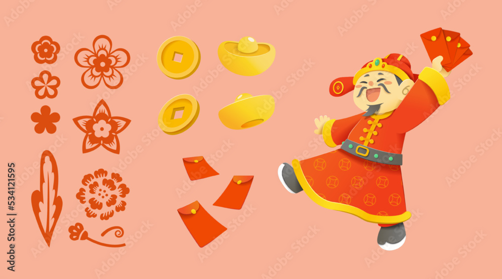 Naklejka premium Caishen chinese new year set