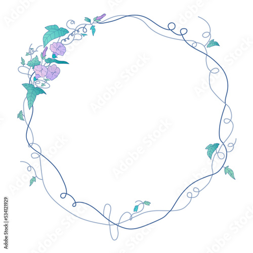 Round empty frame made of delicate floral ornament.