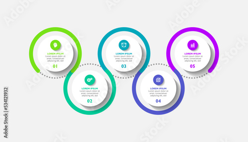 Circular steps infographics business template colorful design