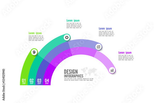 Flat design infographic business template with 4 step