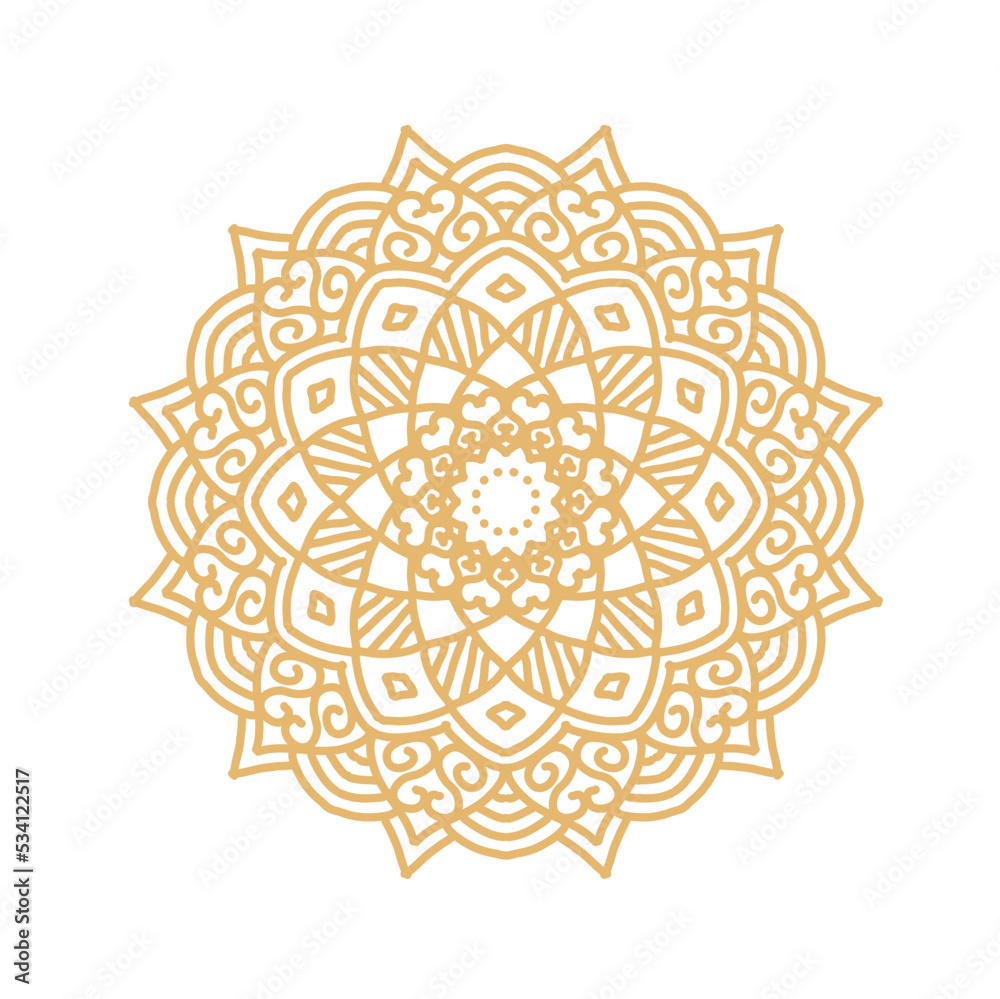 Golden mandala floral pattern