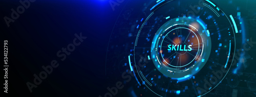 Business, Technology, Internet and network concept. Skill knowledge ability. 3d illustration