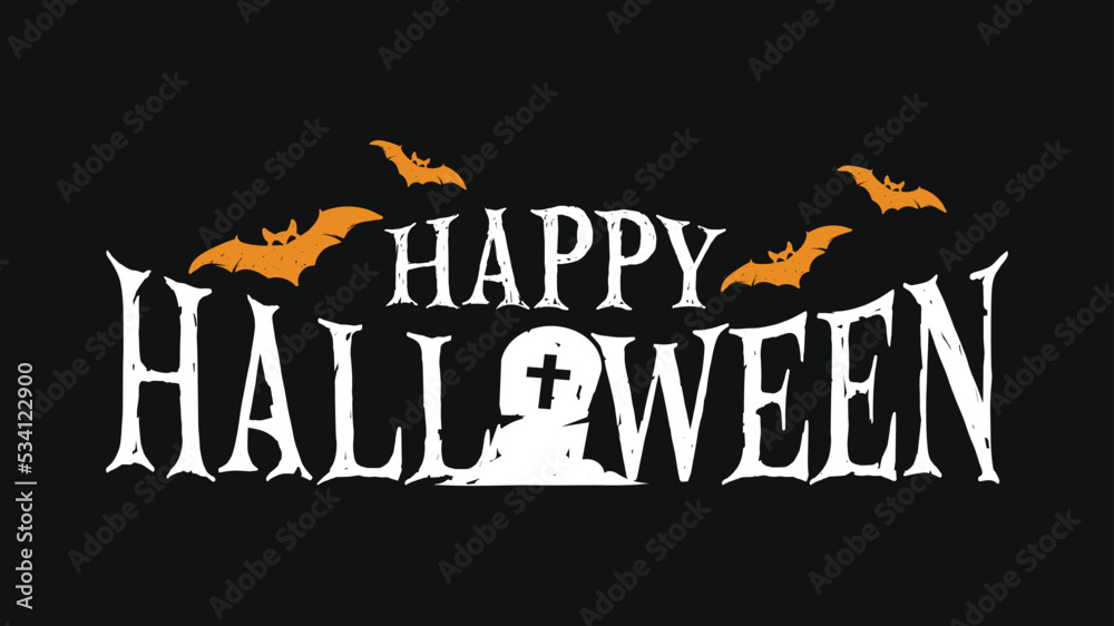 Obraz premium Happy Halloween vector lettering. Holiday calligraphy poster, greeting card, party invitation. Isolated illustration.