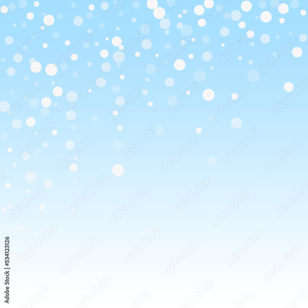 Christmas falling snow background. Subtle flying snow flakes and stars. Festive winter silver snowflake overlay template. Vector illustration Christmas falling snow background. Subtle flying snow flakes and stars. Festive winter silver snowflake overlay template. Vector illustration
