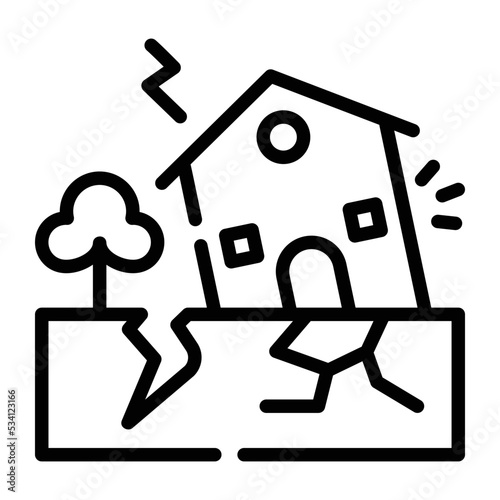 An outline icon vector of earthquake 
