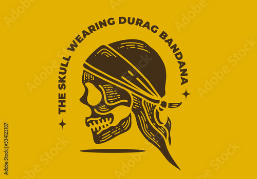 Vintage art design of a skull wearing durag