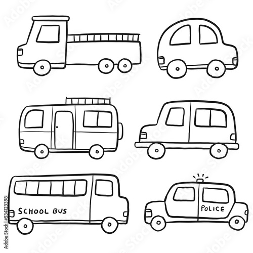 set of transport icons sketch doodle