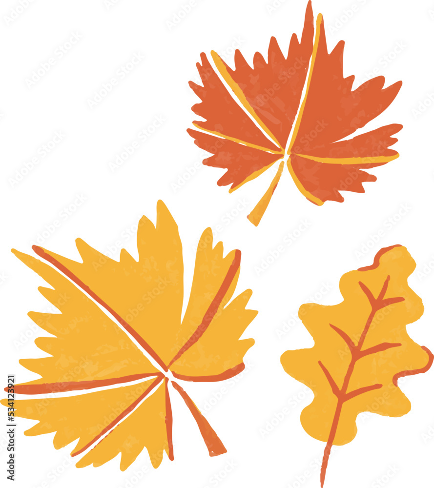 Fototapeta premium Cheerful Autumn Leaves Hand Drawn Autumn Illustration