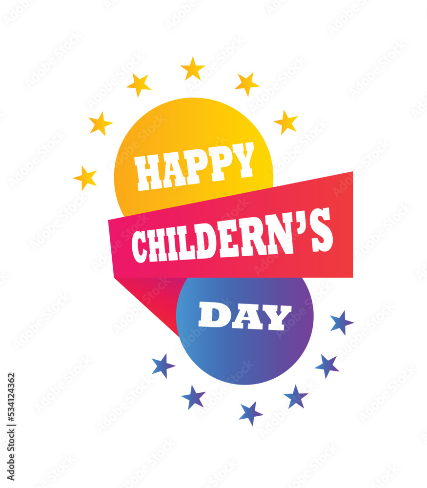 Happy children's day graphic trendy logo design.
