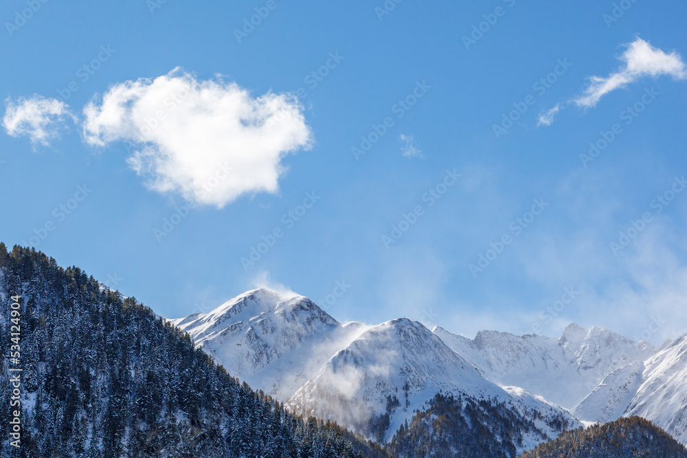 Beautiful snow-capped mountain peaks