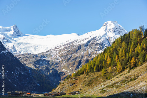 Alp village in a mountain valley
