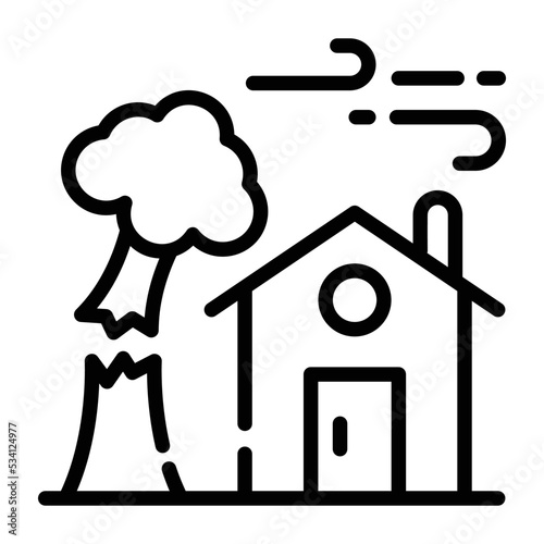 A handy linear icon of windstorm 