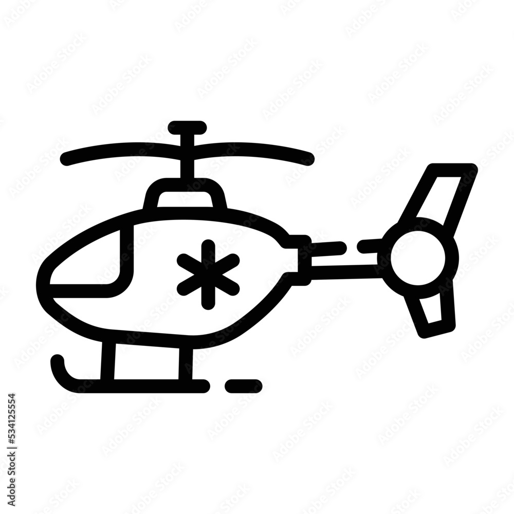 A well-designed line icon of medical helicopter A well-designed line icon of medical helicopter