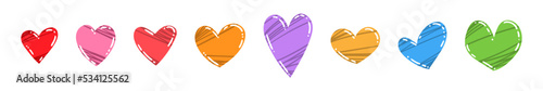 Doodle hearts, hand drawn love heart collection.