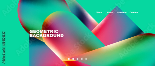 Landing page background template. Colorful plastic round shapes abstract composition. Vector illustration for wallpaper  banner  background