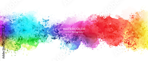 抽象的な鮮やかな虹色の水彩背景イラスト（ベクター）