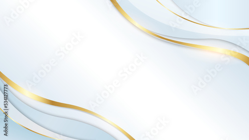 抽象的な薄い青と金の曲線の背景ベクターイラスト
