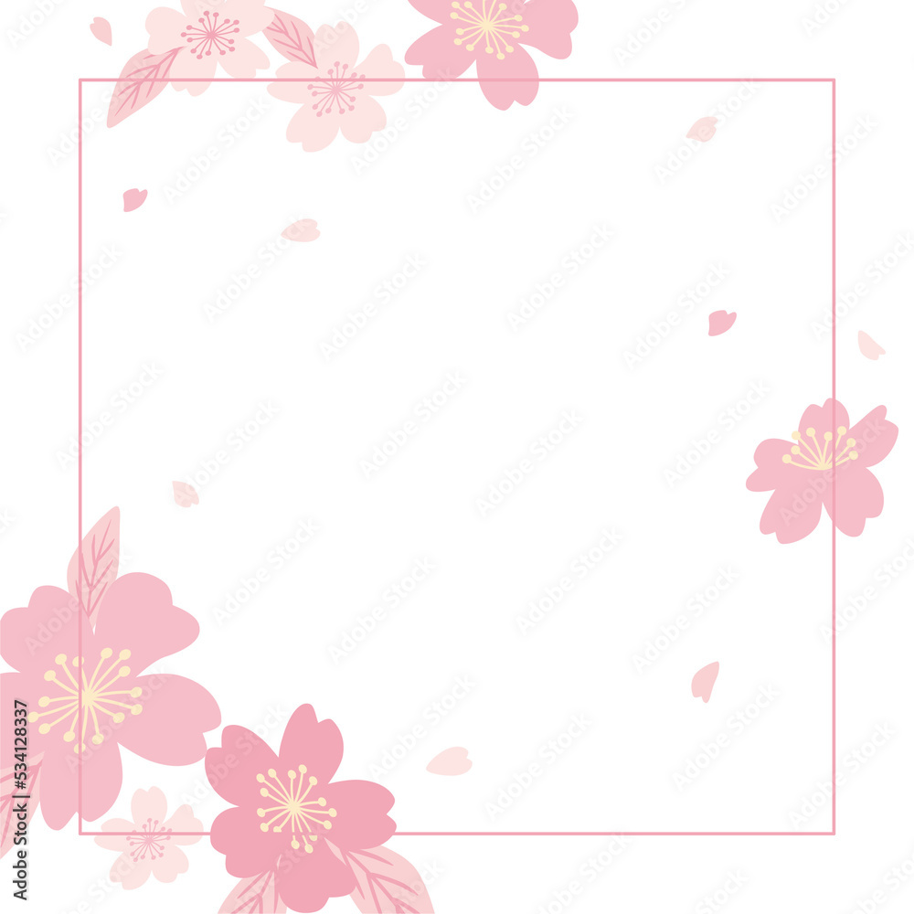 Cherry blossom flower frame illustration	
