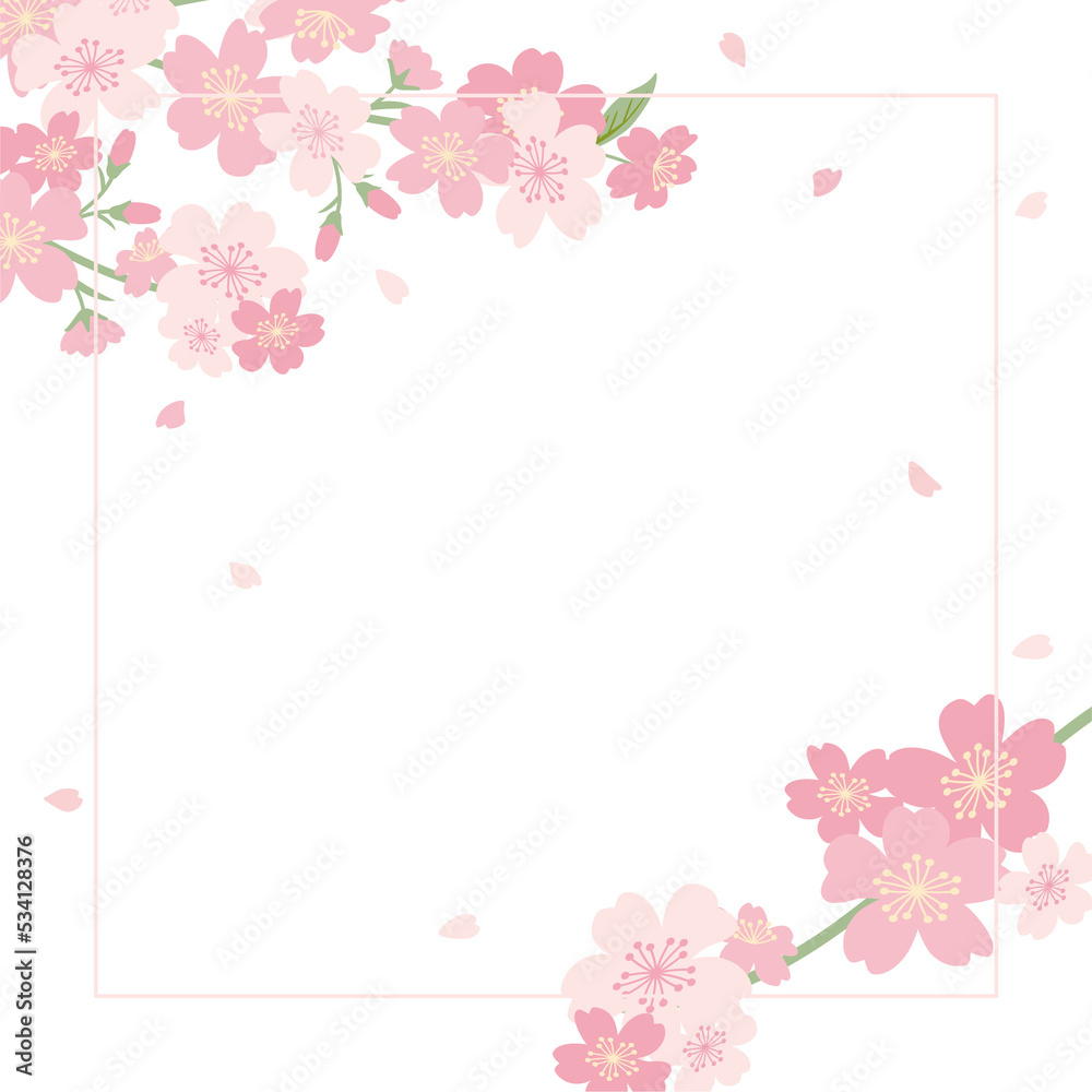 Cherry blossom flower frame illustration	

