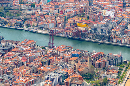 aerial view of Bilbao with harbor