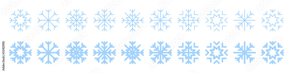 Snowflakes vector icons. Blue Snowflake. Snowflakes template. Snowflake Winter. Snowflakes icons. Snowflake vector icon