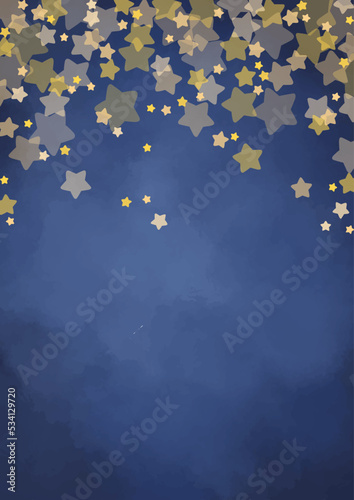 Shining star frame on night sky background for decoration on night winter party and Christmas holiday.