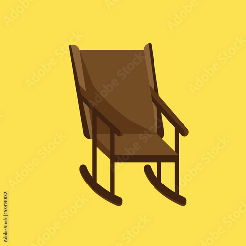 wooden rocking chair furniture isolated vector