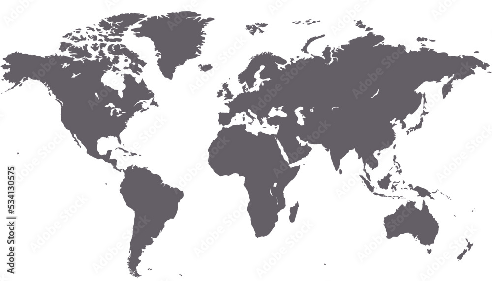 Naklejka premium World map. Silhouette map. Color vector modern. 