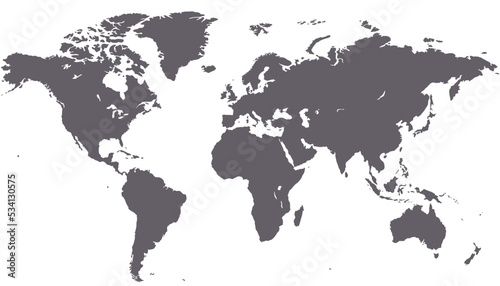 Fototapeta Naklejka Na Ścianę i Meble -  World map. Silhouette map. Color vector modern.	