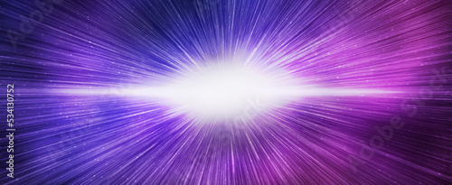 Принти на полотні Big bang effect on bright purple blue galaxy sky, horizontal banner