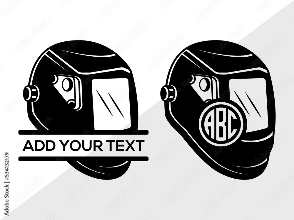 Stockvector Welding Mask Monogram SVG, Split Monogram SVG, Welding Mask