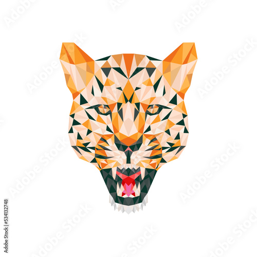 tiger polygonal design logo, Leopard geometric style icon vector illustration