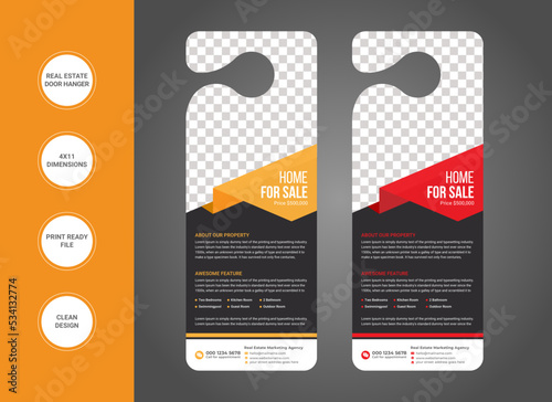 Real estate agency business door hanger template design