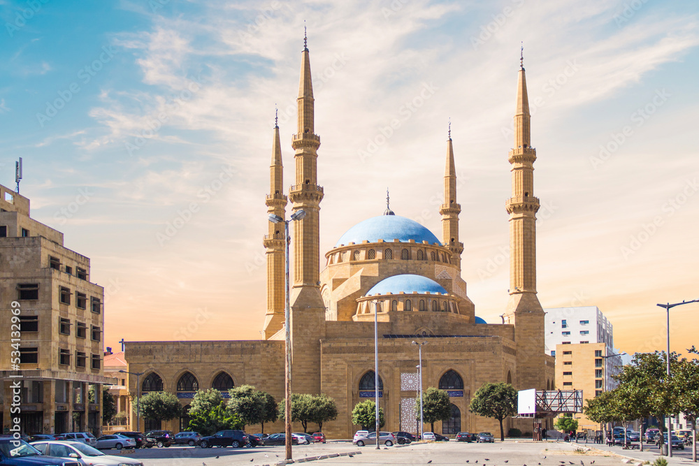 Beautiful view of Mohammad Al-Amin Mosque and Downtown Beirut, Lebanon