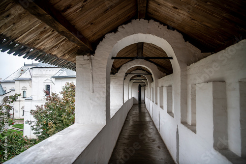 fragments of the ancient Kremlin and the white stone cathedral of Rostov the Great