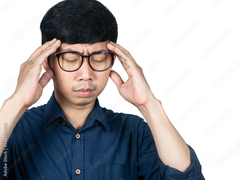 Close up face of asian man wear glasses feels headache from migraine Stock  Photo | Adobe Stock