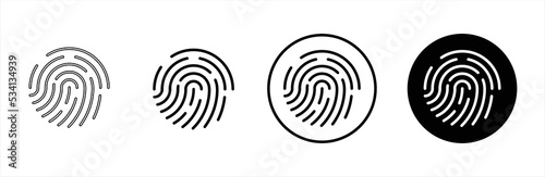 Fingerprint icon. Touch id sign. Identity, authorization or privacy concept symbol, vector illustration.