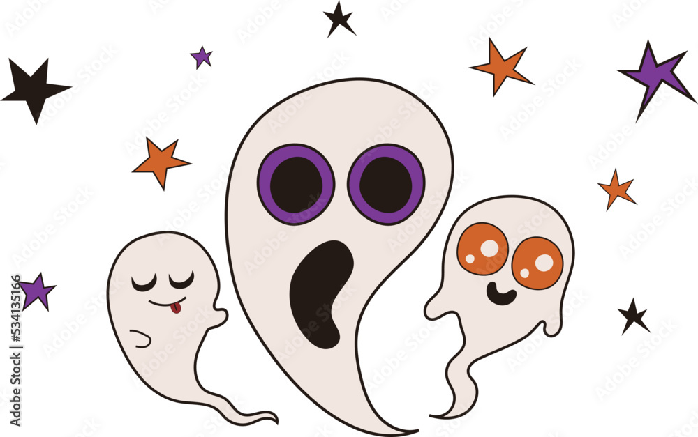 Obraz premium Halloween Holiday Cute Ghost Icon Element