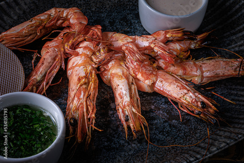 Cooked shrimps photo