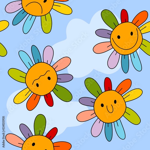 Floral seamless flower pattern for wrapping and linens and fabrics and clothes print and kids and kitchen textiles © Tetiana