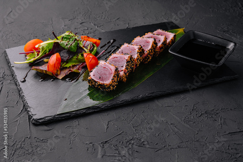 sushi tuna steak with sesame seeds photo