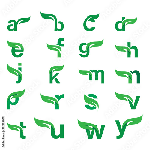 Initial letter with green leaf logo