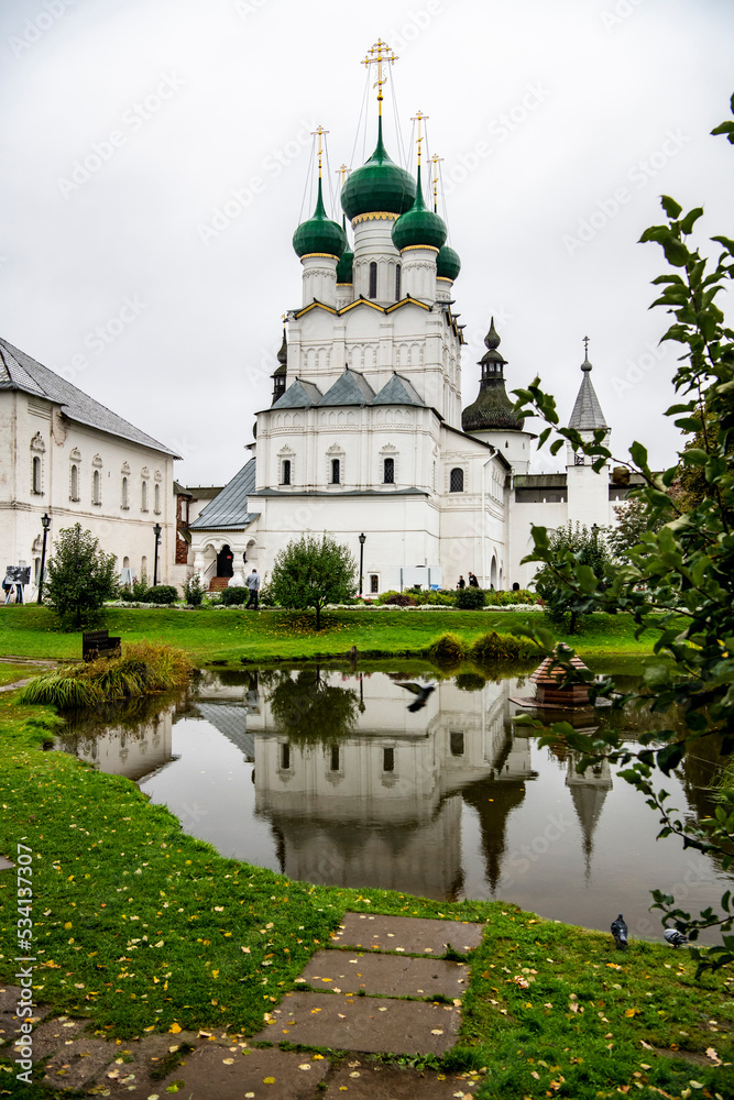 ancient houses, churches and fortresses made of white stone of Rostov Veliky