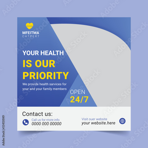 Medical Health care social media post Template.