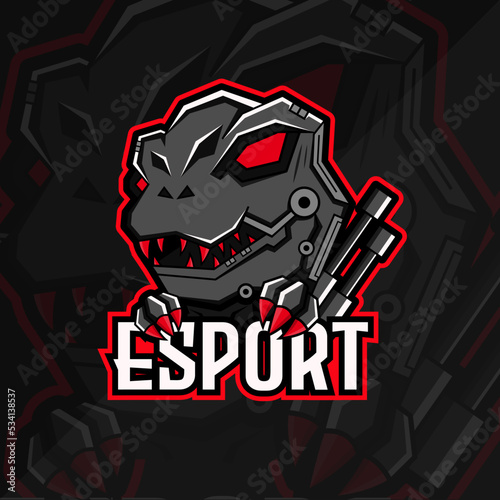 dino esport logo with a mecha theme, good for your esport team logo, your channel and others, I hope you like it, thank you.