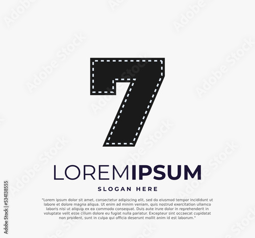 Number 7 logo for strip film vector illustration and white background
