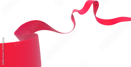Red ribbon isolated on transparent background. 3d render