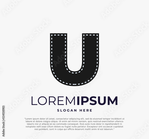 letter U logo for strip film vector illustration and white background