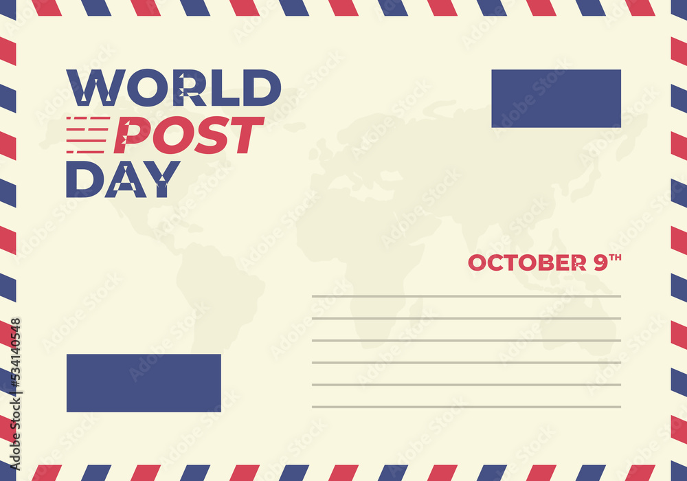 World post day background with big postcard. World post day background with big postcard.