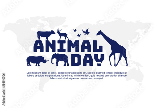 World animal day with animal on earth background celebrated on october 4.